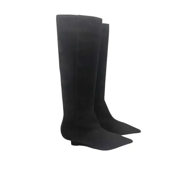 TOTEME Suede Sharp 40 Knee High Boot Black Size 37 - Picture 6 of 6